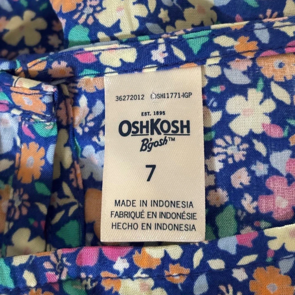 Oshkosh B'Gosh Girls Tiered Dress 7 Ruffled Details Short Sleeves